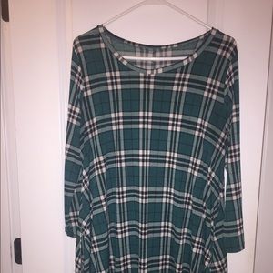 Plus size Green Plaid Tunic